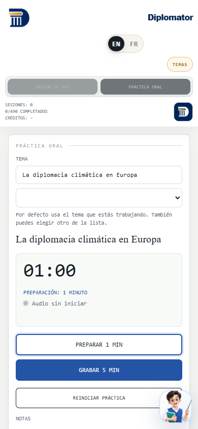 Práctica del examen oral en el móvil